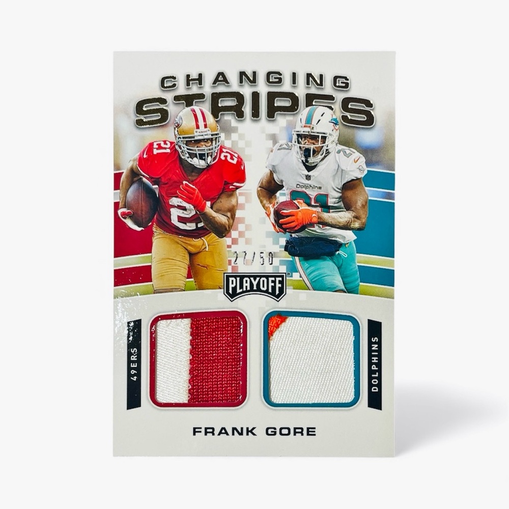 Frank Gore Changing Stripes SSP 27/50 49ers Dolphins NFL Football Card